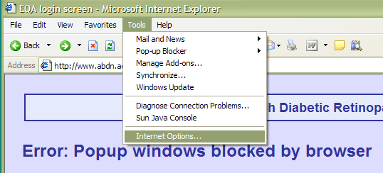 Internet options